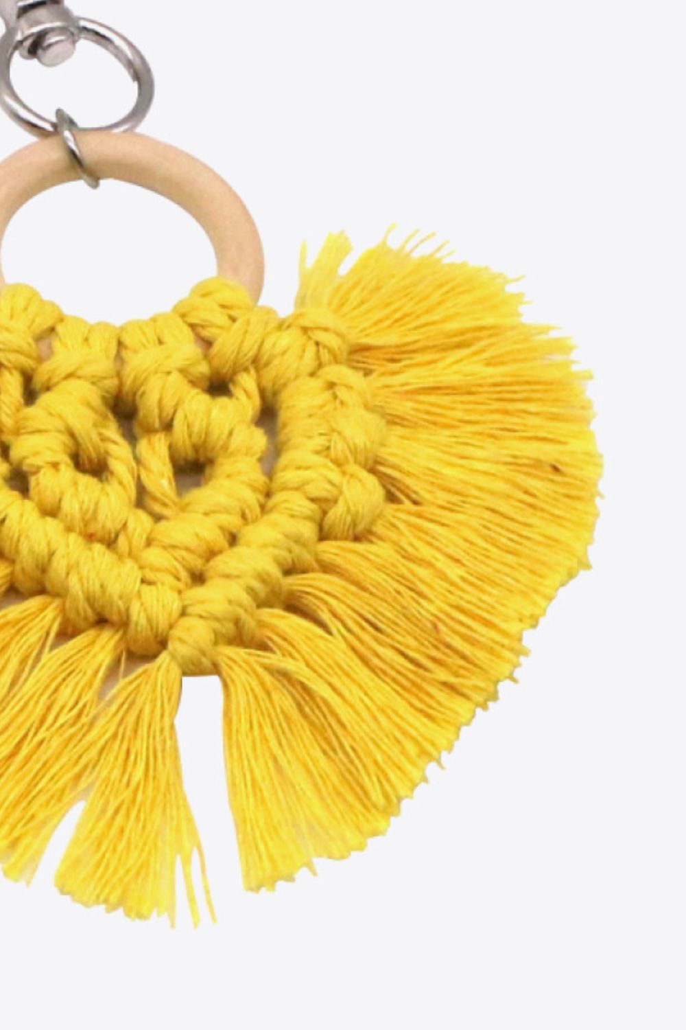 Goldenrod Assorted 4-Pack Heart-Shaped Macrame Fringe Keychain Sentient Beauty Fashions Apparel &amp; Accessories