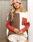 Rosy Brown BiBi Color Block Brushed Checker Top Sentient Beauty Fashions Apparel & Accessories