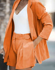 Rosy Brown Longline Blazer and Shorts Set with Pockets Sentient Beauty Fashions Apparel & Accessories