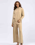 Lavender Long Sleeve Hooded Sweater and Knit Pants Set Sentient Beauty Fashions Pants