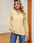 Light Gray V-Neck Flounce Sleeve Blouse