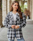 Rosy Brown Plaid Long Sleeve Hooded Jacket Sentient Beauty Fashions Apparel & Accessories