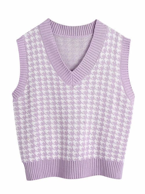 Thistle Houndstooth V-Neck Sweater Vet