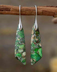 Dark Olive Green Gold-Plated Copper Dangle Earrings Sentient Beauty Fashions earrings