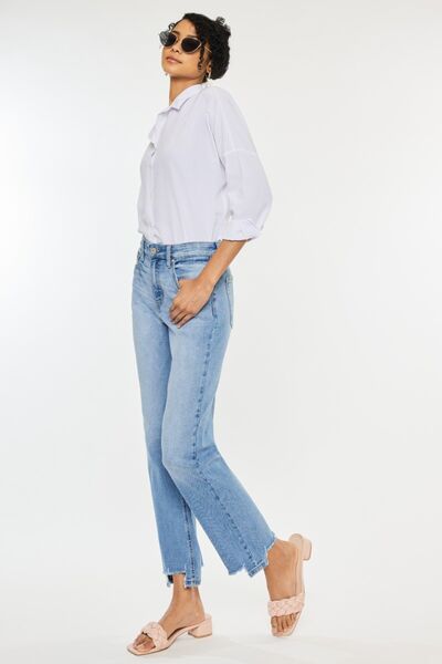 Lavender Kancan High Waist Raw Hem Straight Jeans Sentient Beauty Fashions jeans