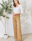 Light Gray RISEN Full Size Fringe Hem Wide Leg Jeans Sentient Beauty Fashions Apparel & Accessories