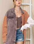 Rosy Brown Color Block Collared Neck Jacket