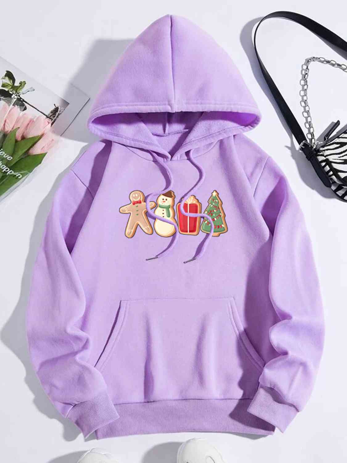 Thistle Graphic Drawstring Hoodie with Pocket