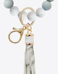 White Smoke LOVE Beaded Keychain with Tassel Sentient Beauty Fashions *Accessories