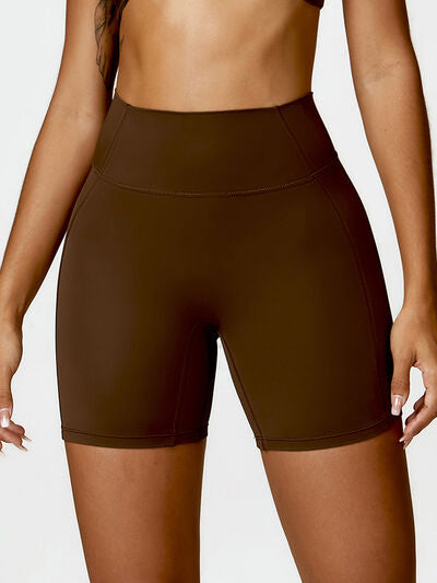Saddle Brown High Waist Active Shorts Sentient Beauty Fashions Apparel &amp; Accessories