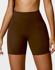 Saddle Brown High Waist Active Shorts Sentient Beauty Fashions Apparel & Accessories