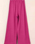 Maroon Lace-Up Wide Leg Pants with Pockets Sentient Beauty Fashions Apparel & Accessories