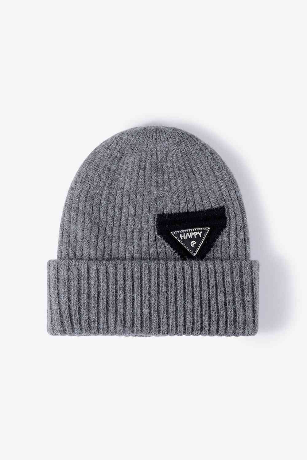 Dark Slate Gray HAPPY Contrast Beanie