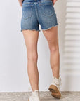 Light Gray Judy Blue Full Size High Waist Raw Hem Denim Shorts Sentient Beauty Fashions Apparel & Accessories