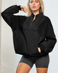 Light Gray Half Zip Dropped Shoulder Sweatshirt