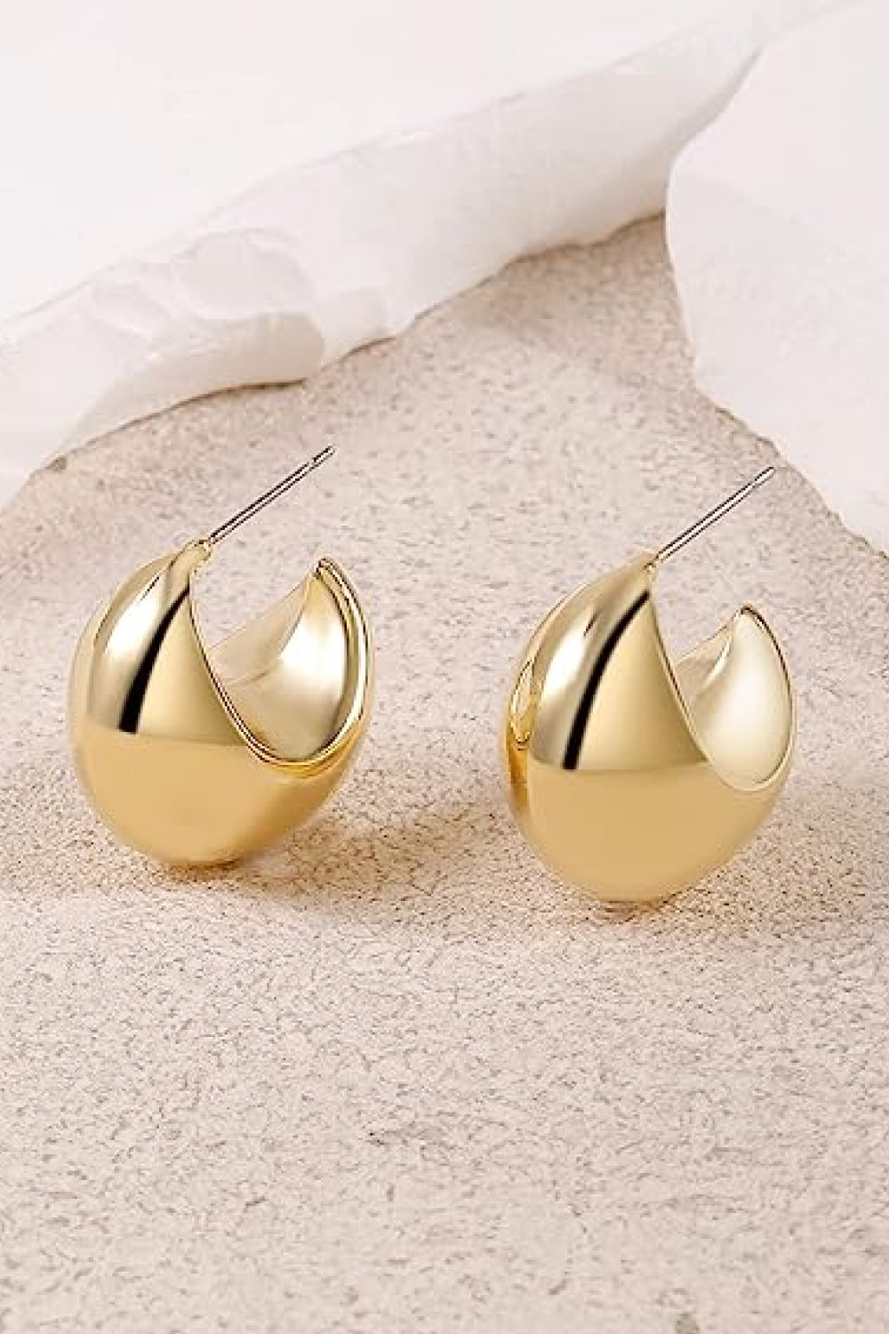 Light Gray Chunky C-Hoop Brass Earrings Sentient Beauty Fashions jewelry