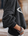 Dark Slate Gray Round Neck Long Sleeve FOOTBALL Graphic Sweatshirt Sentient Beauty Fashions Apparel & Accessories