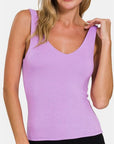 Gray Zenana V-Neck Slim Tank Sentient Beauty Fashions Apparel & Accessories