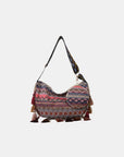 White Smoke Printed Tassel Detail Crossbody Bag with Small Purse Sentient Beauty Fashions *Accessories