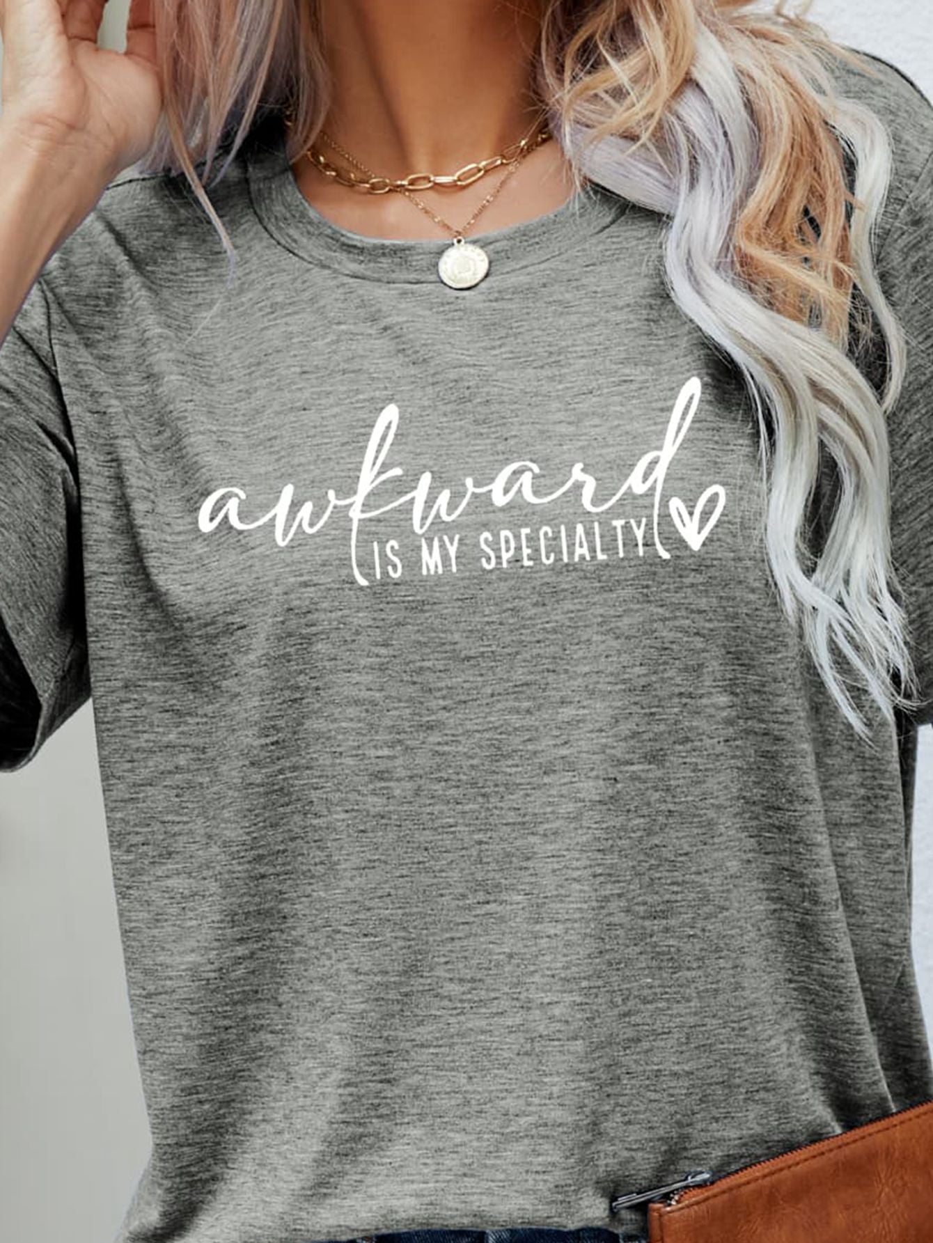 Light Slate Gray AWKWARD IS MY SPECIALTY Graphic Tee Sentient Beauty Fashions Apparel &amp; Accessories