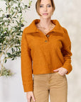 Light Gray Culture Code Full Size Half Button Turtleneck Sweatshirt Sentient Beauty Fashions Apparel & Accessories