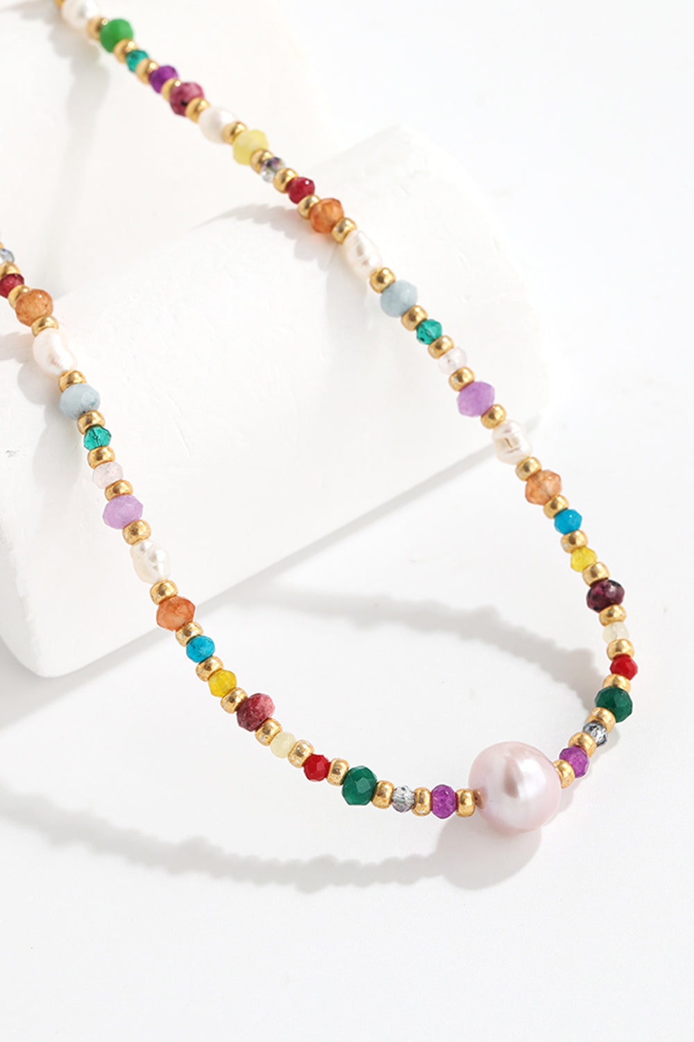 White Smoke Multicolored Bead Necklace Sentient Beauty Fashions jewelry