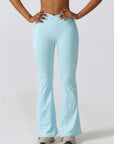 Light Gray Flare Leg Active Pants with Pockets Sentient Beauty Fashions Apparel & Accessories