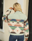 Gray Printed Dropped Shoulder Long Sleeve Denim Jacket Sentient Beauty Fashions Apparel & Accessories