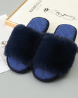 Dark Slate Gray Faux Fur Open Toe Slippers Sentient Beauty Fashions slippers