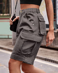 Rosy Brown Denim Cargo Shorts with Pockets Sentient Beauty Fashions Apparel & Accessories