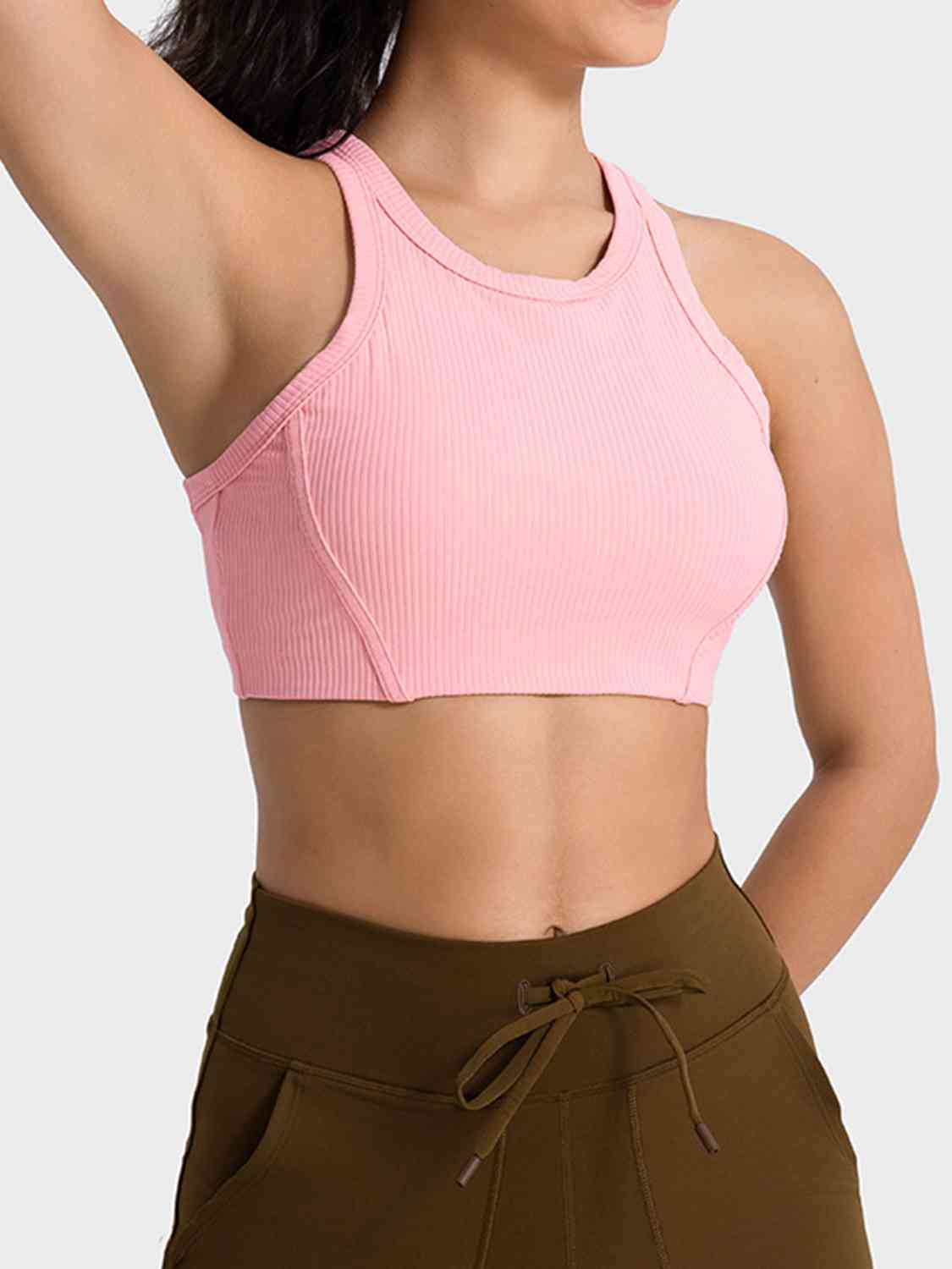 Light Gray Wide Strap Cropped Sport Tank Sentient Beauty Fashions Apparel &amp; Accessories