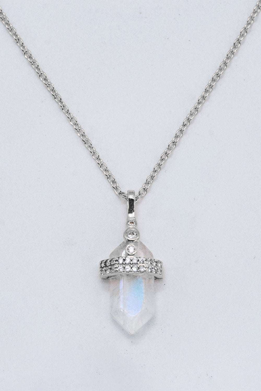 Light Gray 925 Sterling Silver Moonstone Pendant Necklace Sentient Beauty Fashions Jewelry