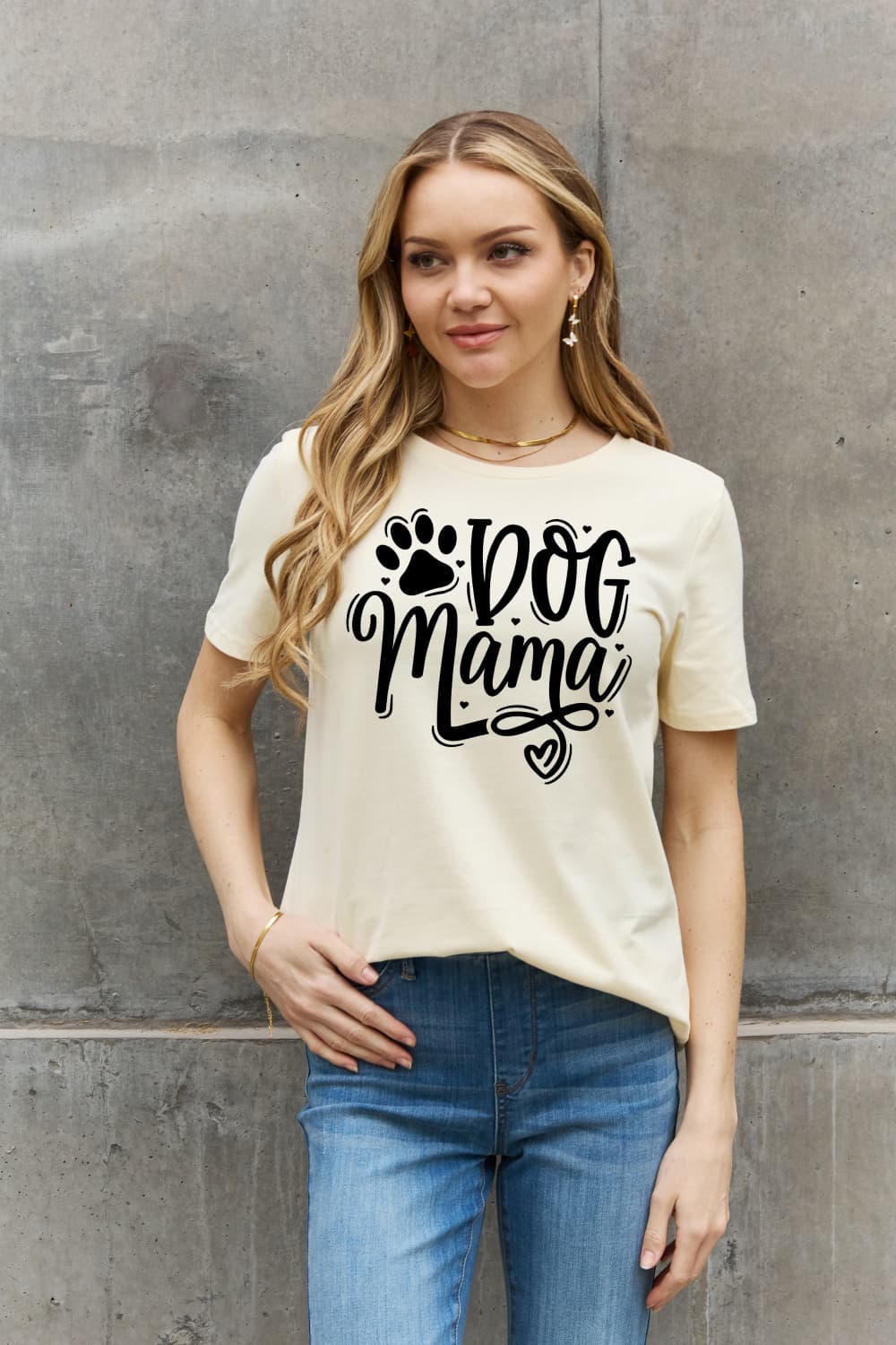 Rosy Brown Simply Love Full Size DOG MAMA Graphic Cotton T-Shirt