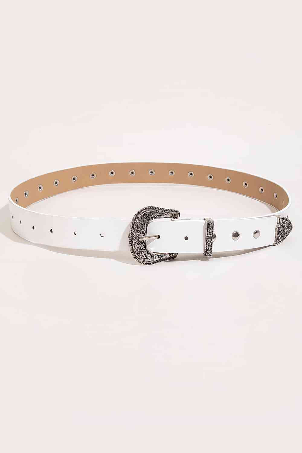 Beige PU Leather Studded Belt Sentient Beauty Fashions Apparel & Accessories