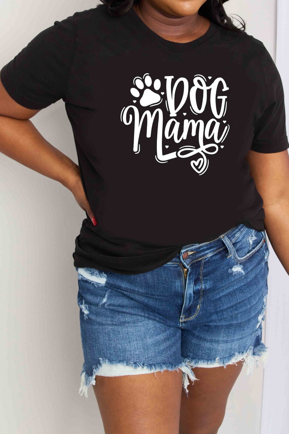 Dark Slate Gray Simply Love Full Size DOG MAMA Graphic Cotton T-Shirt