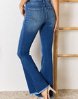 Light Gray Kancan High Rise Raw Hem Flare Jeans Sentient Beauty Fashions jeans