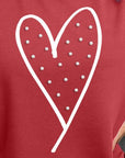 Brown Heart Pearl Detail Round Neck Sweatshirt Sentient Beauty Fashions Apparel & Accessories