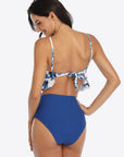 Dark Slate Gray Tropical Print Ruffled Two-Piece Swimsuit Sentient Beauty Fashions Swimwear