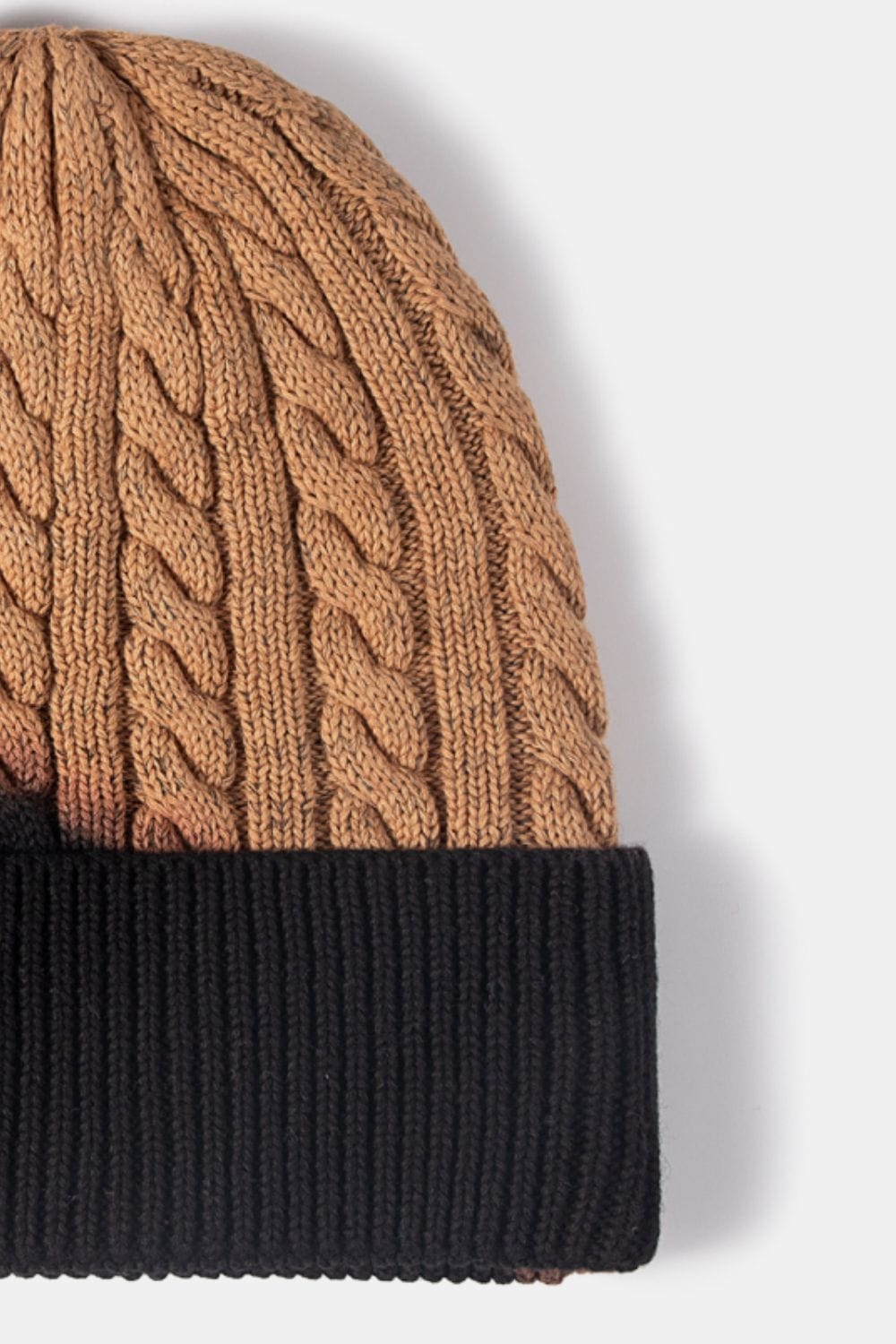 Black Contrast Tie-Dye Cable-Knit Cuffed Beanie