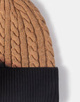 Black Contrast Tie-Dye Cable-Knit Cuffed Beanie Sentient Beauty Fashions *Accessories