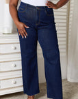 Gray Judy Blue Full Size Raw Hem Straight Leg Jeans with Pockets Sentient Beauty Fashions Apparel & Accessories