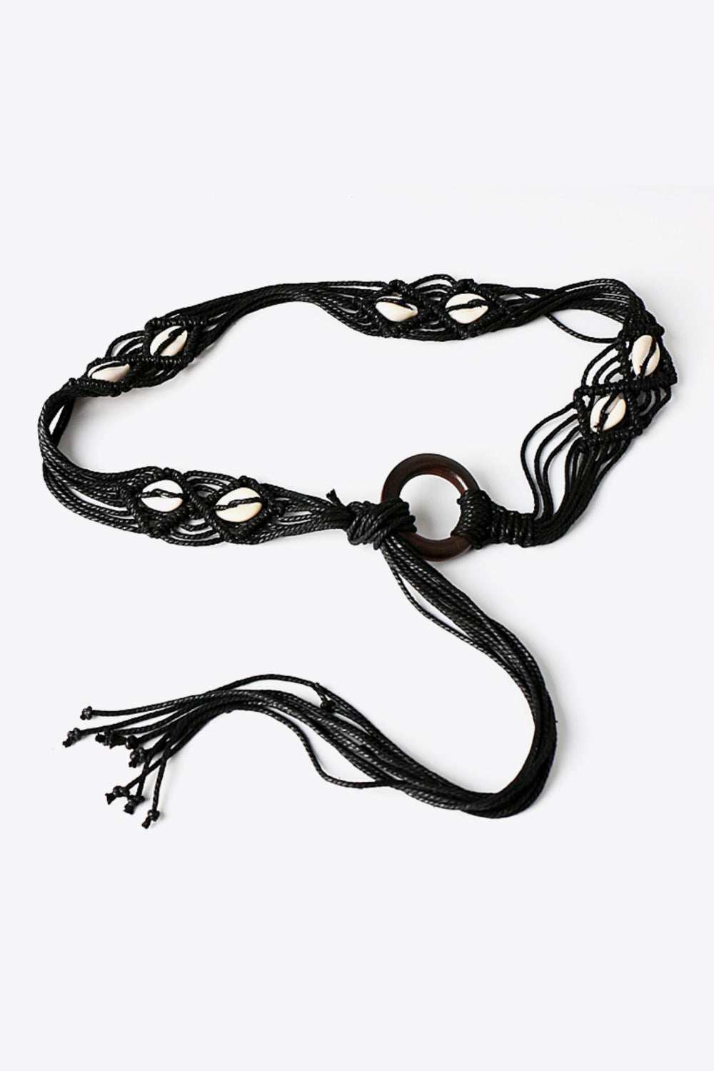 White Smoke Bohemian Wood Ring Braid Belt Sentient Beauty Fashions *Accessories