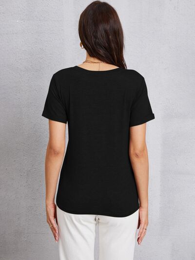 Gray LOVE V-Neck Short Sleeve T-Shirt Sentient Beauty Fashions Apparel & Accessories