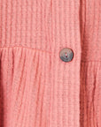 Dark Salmon Heimish Full Size Waffle-Knit Button Down Blouse Sentient Beauty Fashions Apparel & Accessories