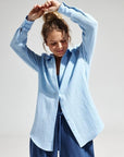 Light Gray Textured Button Up Long Sleeve Shirt Sentient Beauty Fashions Apparel & Accessories