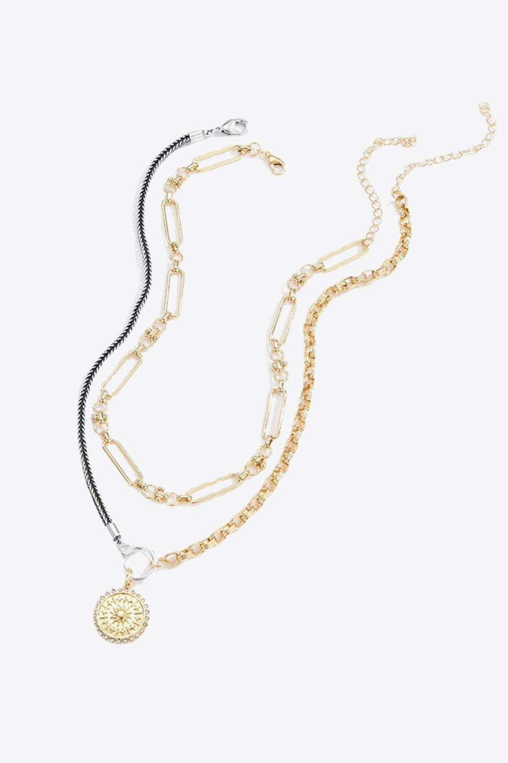 White Smoke Zircon Sun Pendant Two-Piece Necklace Set Sentient Beauty Fashions necklaces