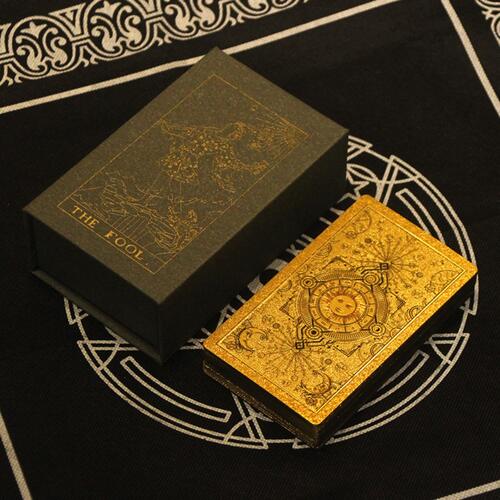 Dark Khaki Golden Foil PVC Tarot Cards