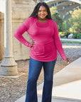Gray Basic Bae Full Size Round Neck Long Sleeve T-Shirt Sentient Beauty Fashions Apparel & Accessories