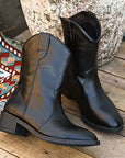 PU Leather Block Heel Boots