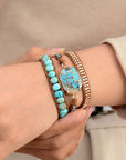 Tan Handmade Natural Stone Copper Bracelet Sentient Beauty Fashions jewelry